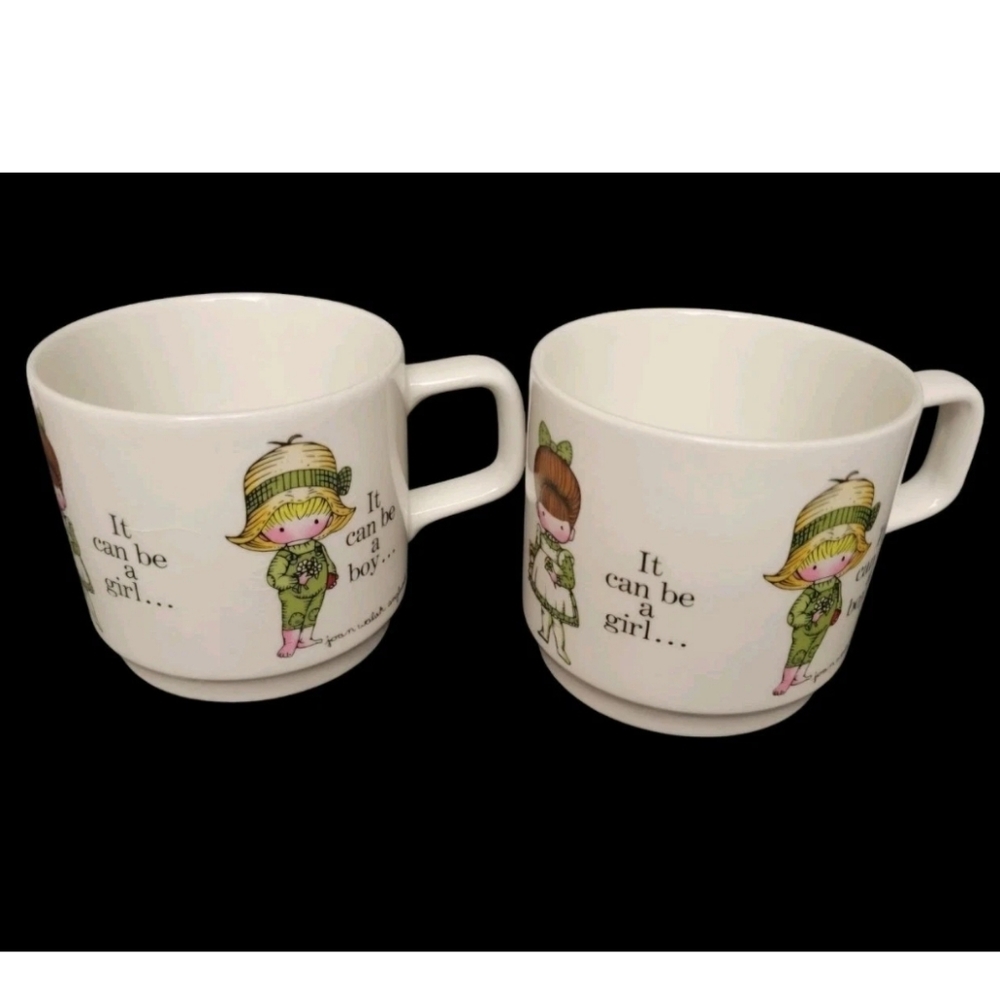 Vintage 1976 Joan Walsh Anglund Porcelain Boy Girl Cat Dog Friend Mug England